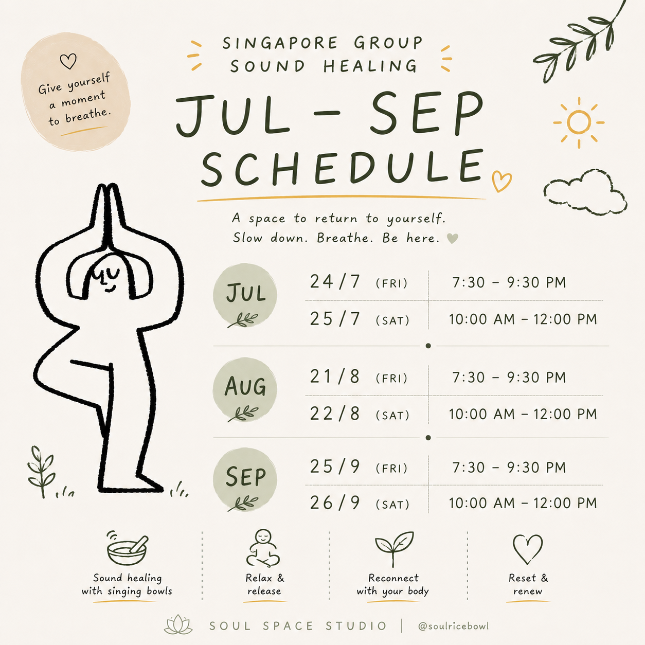 Group Sound Bath Session · Singapore · July - September Schedule